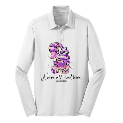 Chesire Cat Alice In Wonderland WeRe All Mad Here Silk Touch Performance Long Sleeve Polo