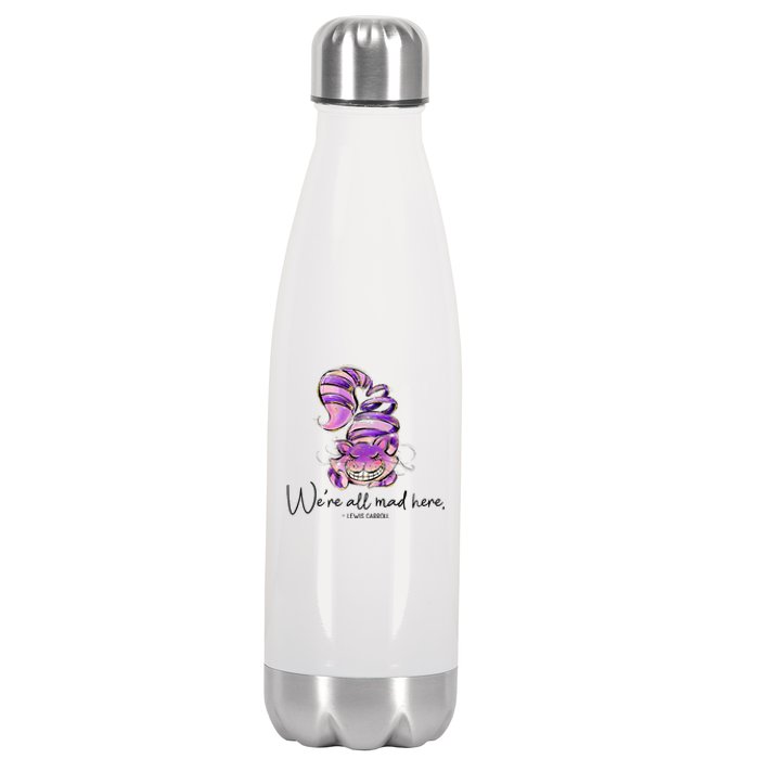 Chesire Cat Alice In Wonderland WeRe All Mad Here Stainless Steel Insulated Water Bottle