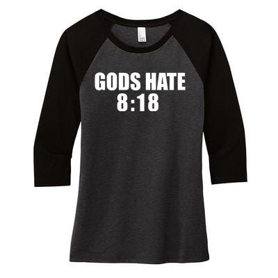 Closed Casket Activities GodS Hate 8 18 Women's Tri-Blend 3/4-Sleeve Raglan Shirt