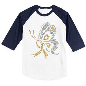 Childhood Cancer Awareness Gold Butterfly Warrior Supporter Baseball Sleeve Shirt