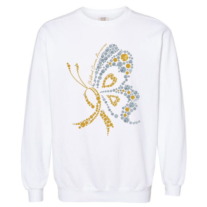 Childhood Cancer Awareness Gold Butterfly Warrior Supporter Garment-Dyed Sweatshirt