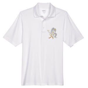 Childhood Cancer Awareness Gold Butterfly Warrior Supporter Men's Origin Performance Pique Polo