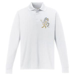 Childhood Cancer Awareness Gold Butterfly Warrior Supporter Performance Long Sleeve Polo