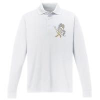 Childhood Cancer Awareness Gold Butterfly Warrior Supporter Performance Long Sleeve Polo