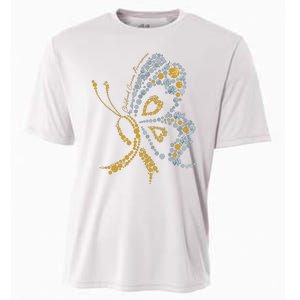 Childhood Cancer Awareness Gold Butterfly Warrior Supporter Cooling Performance Crew T-Shirt