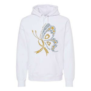 Childhood Cancer Awareness Gold Butterfly Warrior Supporter Premium Hoodie