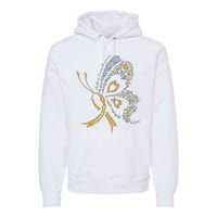 Childhood Cancer Awareness Gold Butterfly Warrior Supporter Premium Hoodie