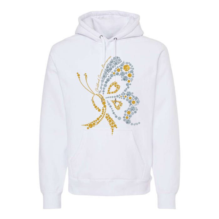 Childhood Cancer Awareness Gold Butterfly Warrior Supporter Premium Hoodie