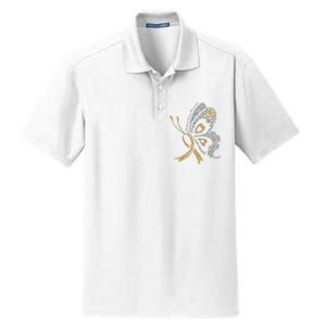 Childhood Cancer Awareness Gold Butterfly Warrior Supporter Dry Zone Grid Polo