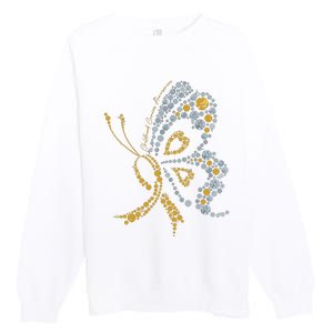 Childhood Cancer Awareness Gold Butterfly Warrior Supporter Premium Crewneck Sweatshirt