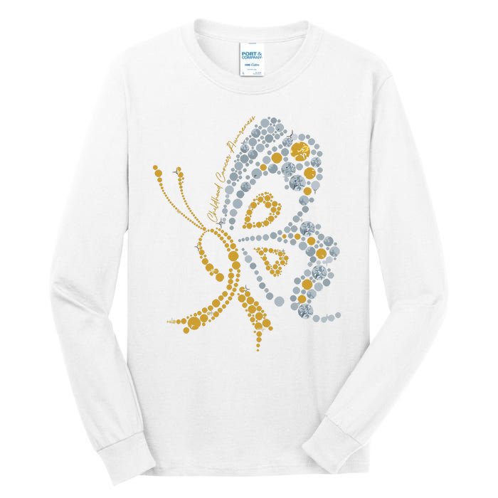 Childhood Cancer Awareness Gold Butterfly Warrior Supporter Tall Long Sleeve T-Shirt