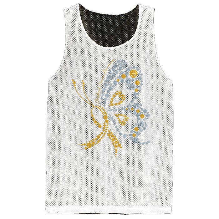 Childhood Cancer Awareness Gold Butterfly Warrior Supporter Mesh Reversible Basketball Jersey Tank