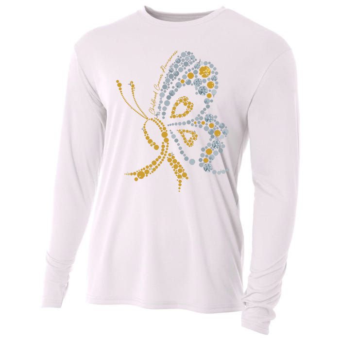 Childhood Cancer Awareness Gold Butterfly Warrior Supporter Cooling Performance Long Sleeve Crew