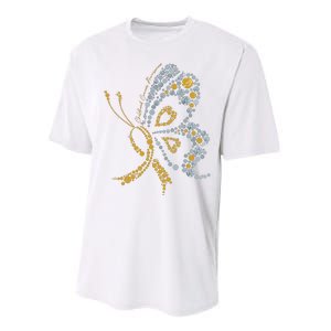 Childhood Cancer Awareness Gold Butterfly Warrior Supporter Performance Sprint T-Shirt