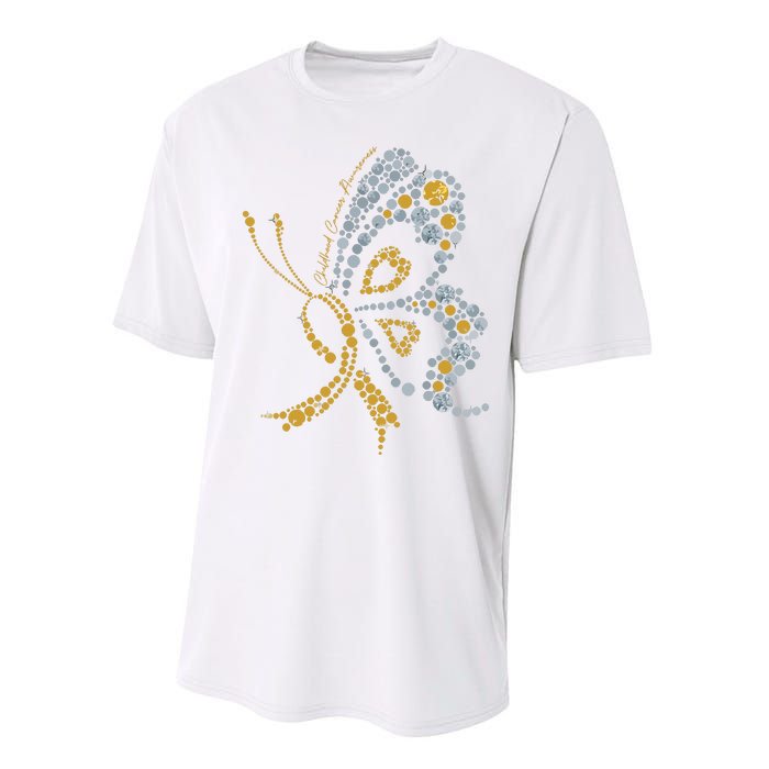 Childhood Cancer Awareness Gold Butterfly Warrior Supporter Performance Sprint T-Shirt