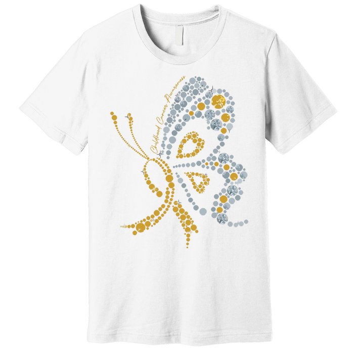 Childhood Cancer Awareness Gold Butterfly Warrior Supporter Premium T-Shirt