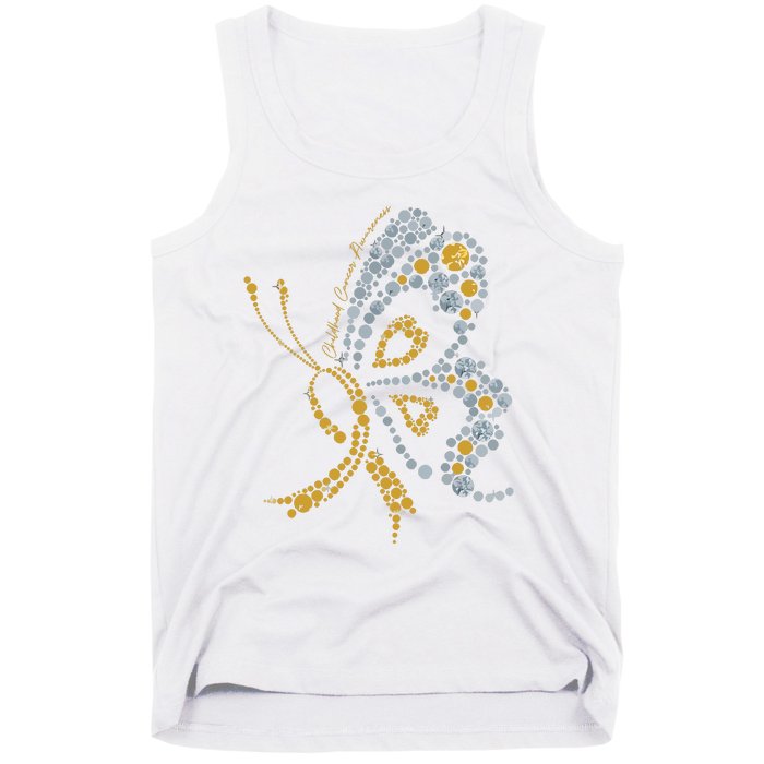 Childhood Cancer Awareness Gold Butterfly Warrior Supporter Tank Top