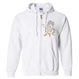 Childhood Cancer Awareness Gold Butterfly Warrior Supporter Full Zip Hoodie