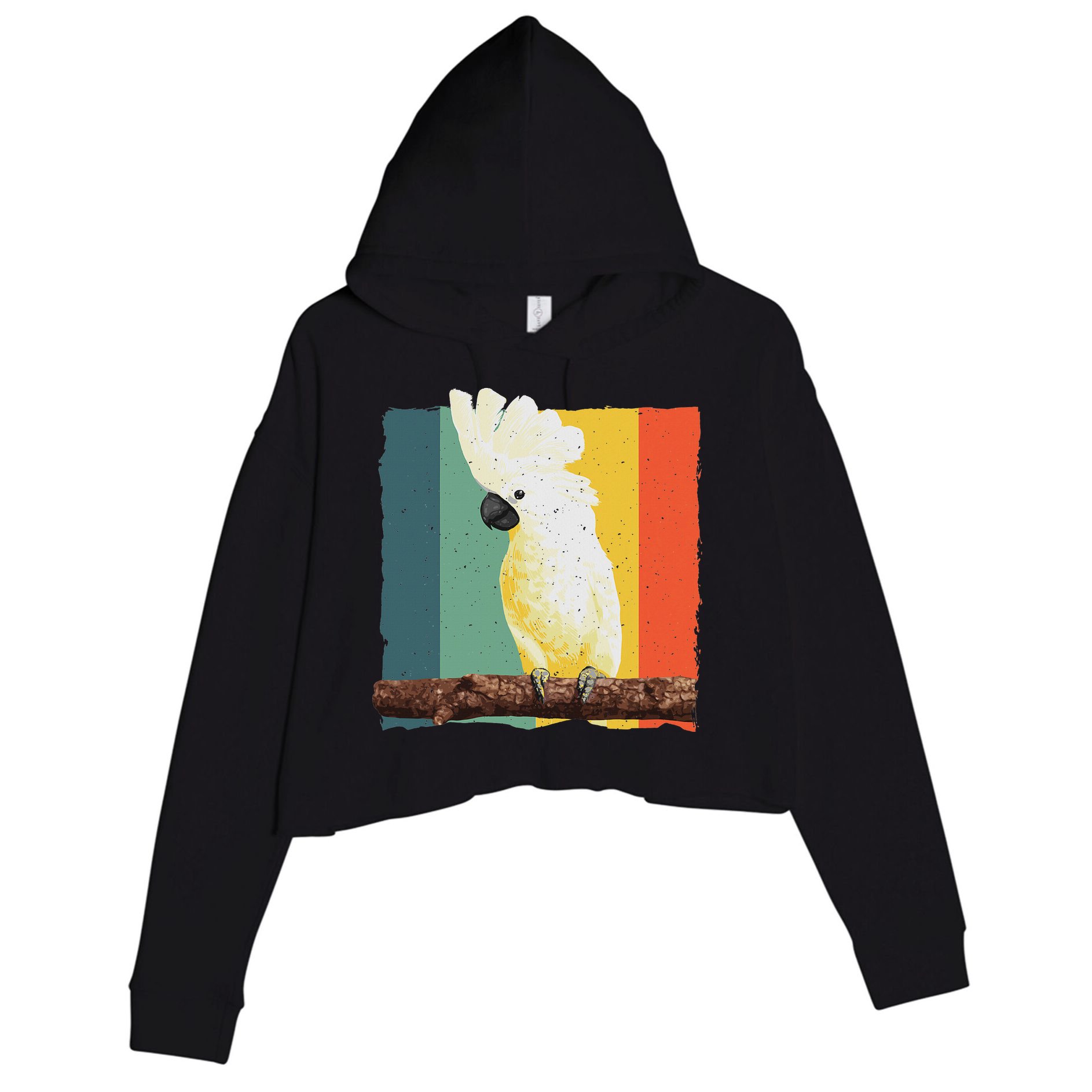 Cool Cockatoo Art For Women Parrot Lover Goffin Cockatoo Crop Fleece Hoodie