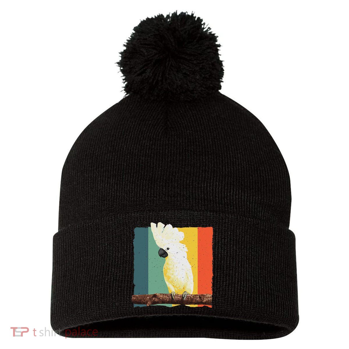 Cool Cockatoo Art For Women Parrot Lover Goffin Cockatoo Pom Pom 12in Knit Beanie