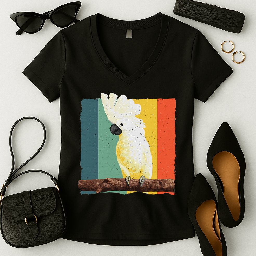 Cool Cockatoo Art For Women Parrot Lover Goffin Cockatoo Women's V-Neck T-Shirt