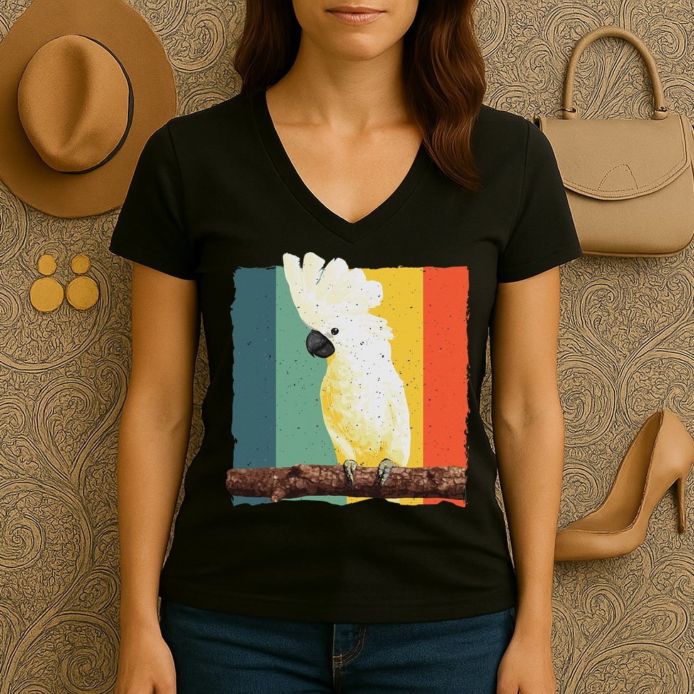 Cool Cockatoo Art For Women Parrot Lover Goffin Cockatoo Women's V-Neck T-Shirt