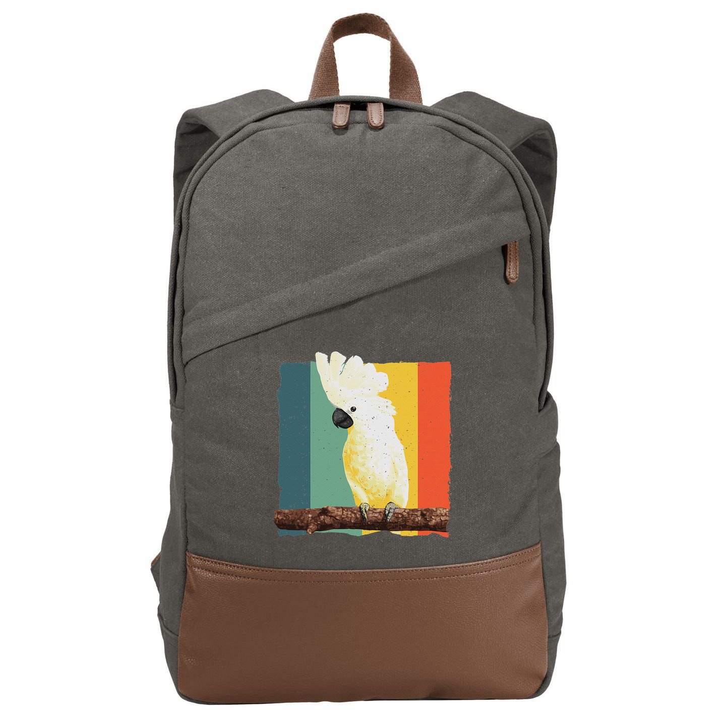 Cool Cockatoo Art For Women Parrot Lover Goffin Cockatoo Cotton Canvas Backpack