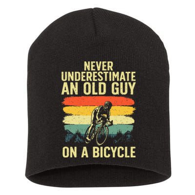 Cool Cycling Art For Grandpa Bicycle Riding Short Acrylic Beanie