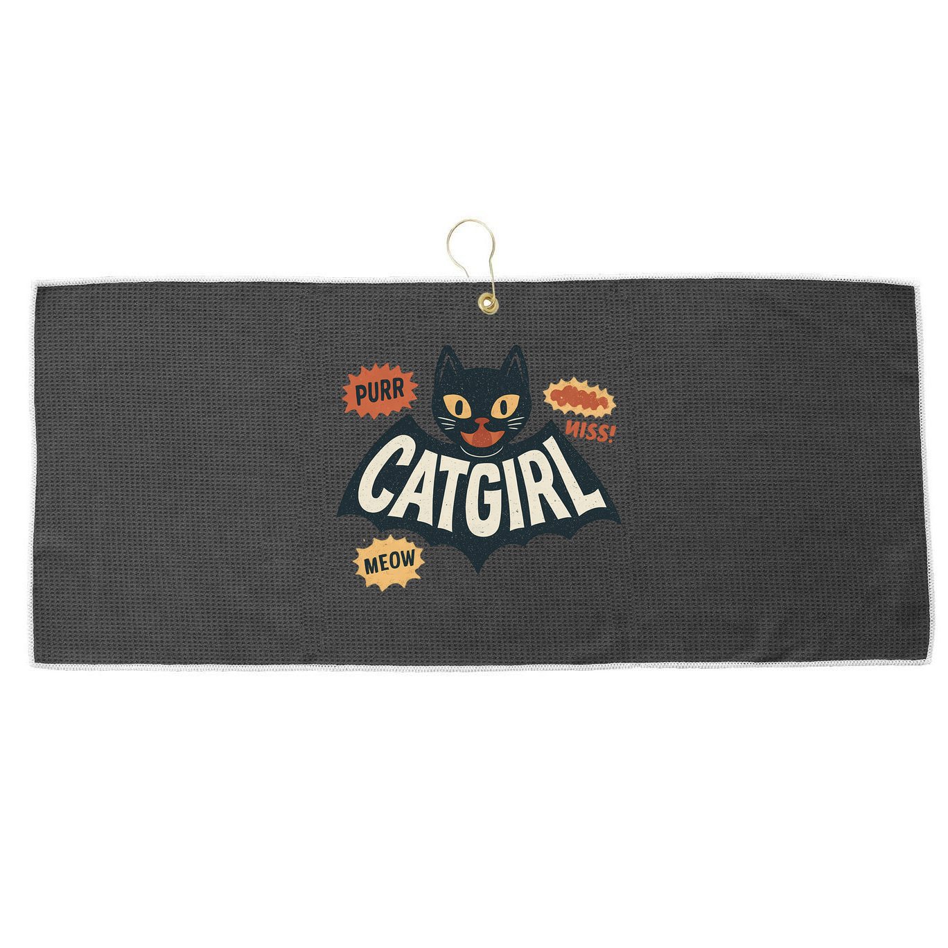 Catgirl Large Microfiber Waffle Golf Towel