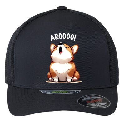 Cute Corgi Arooo Howl Puppy Lovers Dog Mom Gift Flexfit Unipanel Trucker Cap