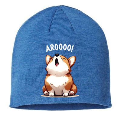 Cute Corgi Arooo Howl Puppy Lovers Dog Mom Gift Sustainable Beanie