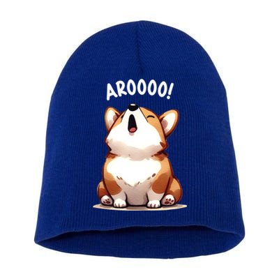 Cute Corgi Arooo Howl Puppy Lovers Dog Mom Gift Short Acrylic Beanie