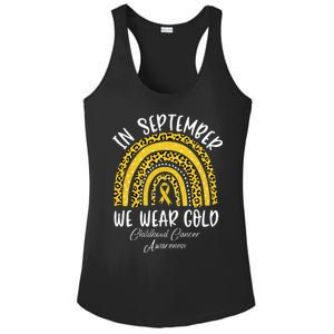 Childhood Cancer Awareness Rainbow In September We Wear Gold Ladies PosiCharge Competitor Racerback Tank