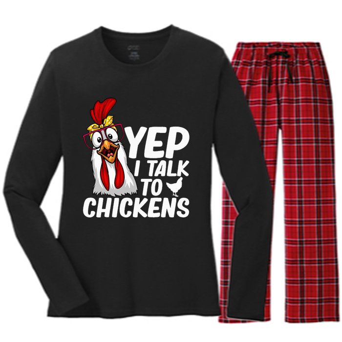 Cute Chicken Art Chicken Farmer Lovers Women's Long Sleeve Flannel Pajama Set 