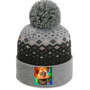 Colorful Cute Artsy Cat Kitten Pizza Funny The Baniff Cuffed Pom Beanie