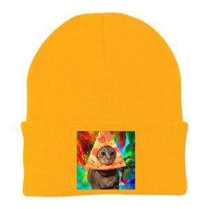 Colorful Cute Artsy Cat Kitten Pizza Funny Knit Cap Winter Beanie