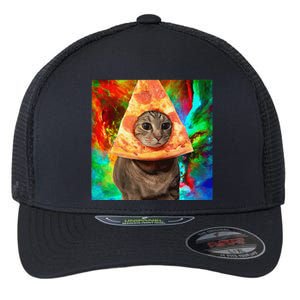 Colorful Cute Artsy Cat Kitten Pizza Funny Flexfit Unipanel Trucker Cap