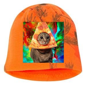 Colorful Cute Artsy Cat Kitten Pizza Funny Kati - Camo Knit Beanie