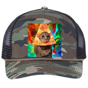 Colorful Cute Artsy Cat Kitten Pizza Funny Retro Rope Trucker Hat Cap