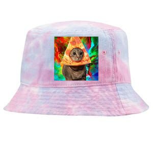 Colorful Cute Artsy Cat Kitten Pizza Funny Tie-Dyed Bucket Hat