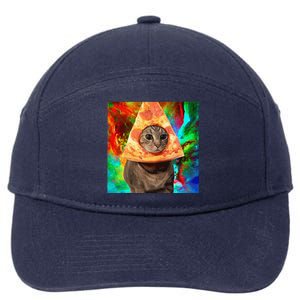 Colorful Cute Artsy Cat Kitten Pizza Funny 7-Panel Snapback Hat