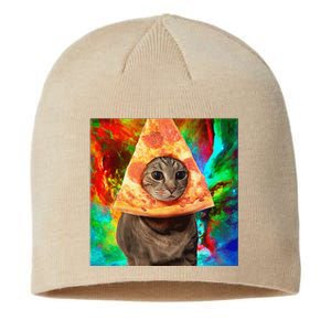 Colorful Cute Artsy Cat Kitten Pizza Funny Sustainable Beanie