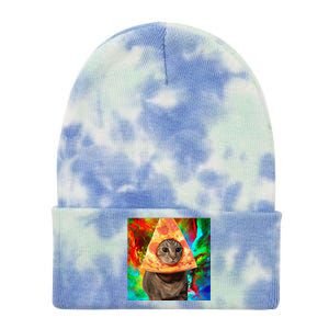 Colorful Cute Artsy Cat Kitten Pizza Funny Tie Dye 12in Knit Beanie