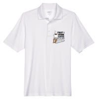 Carpenter Coffee And Woodworking Drinking Coffee Woodworker Men's Origin Performance Pique Polo