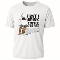 Carpenter Coffee And Woodworking Drinking Coffee Woodworker Cooling Performance Crew T-Shirt