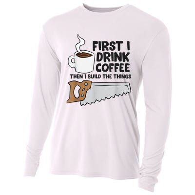 Carpenter Coffee And Woodworking Drinking Coffee Woodworker Cooling Performance Long Sleeve Crew