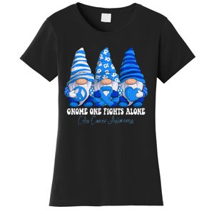 Colon Cancer Awareness Month Blue Ribbon Gnomies Support Women's T-Shirt