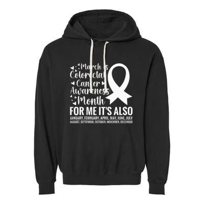 Colorectal Cancer Awareness Month Colon Cancer Survivor Garment-Dyed Fleece Hoodie