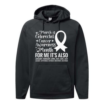 Colorectal Cancer Awareness Month Colon Cancer Survivor Performance Fleece Hoodie