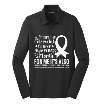 Colorectal Cancer Awareness Month Colon Cancer Survivor Silk Touch Performance Long Sleeve Polo